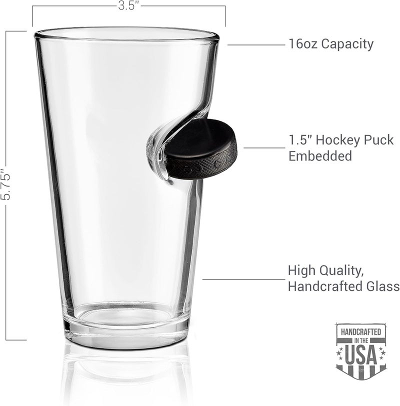 benshot Hockey Puck Pint Glass - 16oz | Made in the USA - Image 4